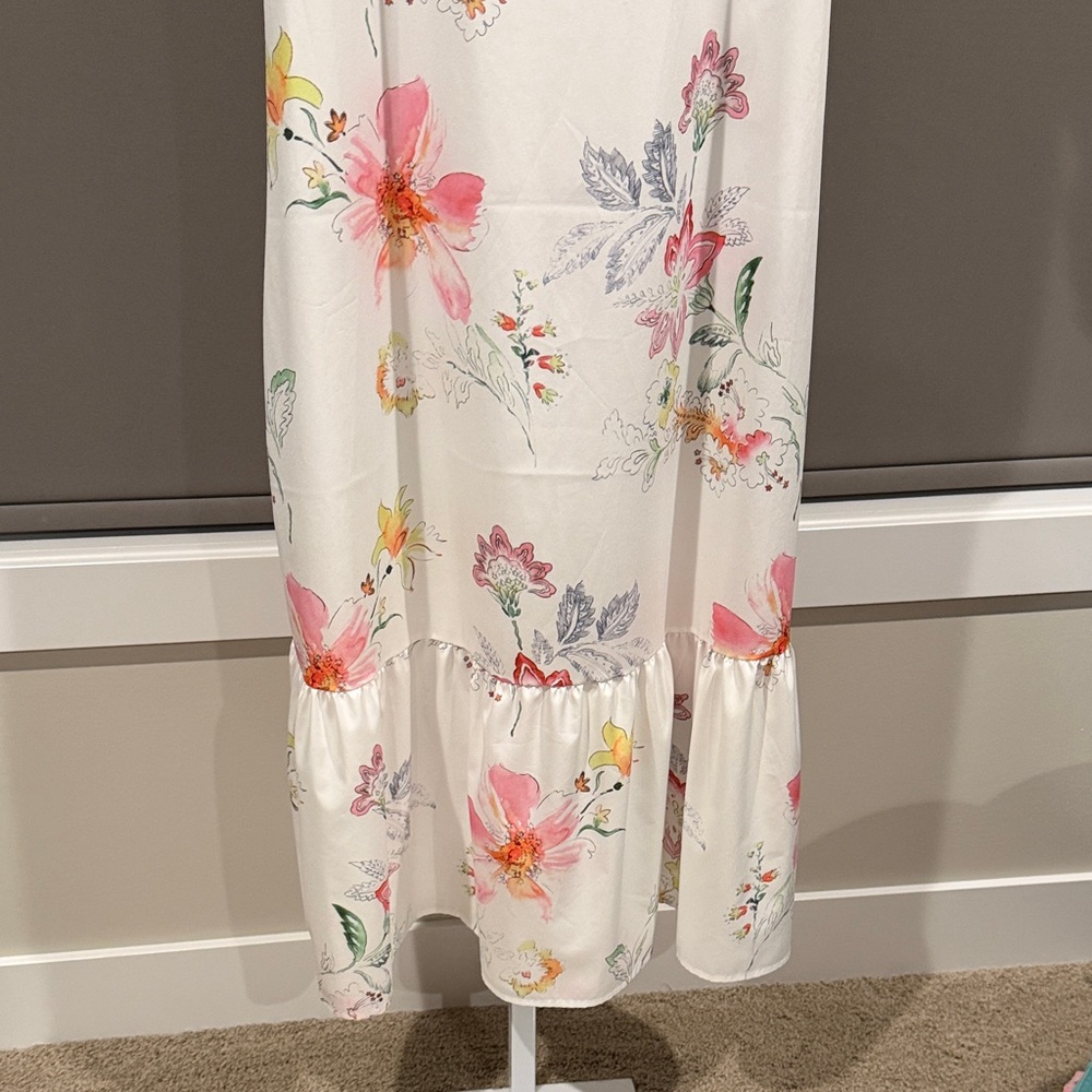 Floral Maxi Dress with Pink & Yellow Blooms - Picture 4 of 11